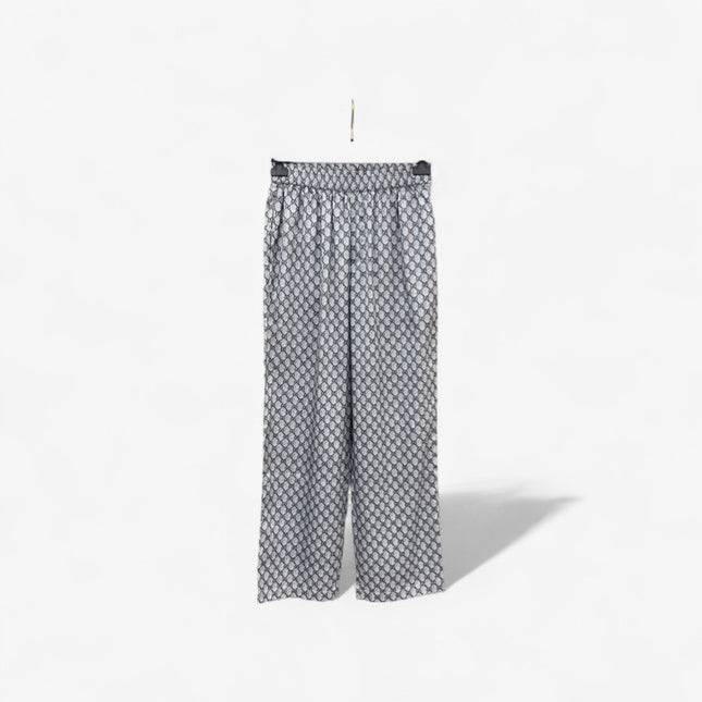 Gucci White GG Pattern Wide-Leg Pants