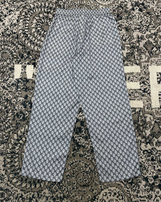 Gucci White GG Pattern Wide-Leg Pants