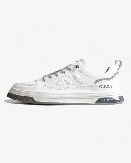 Gucci White Performance-Style Sneaker with Grey Trim
