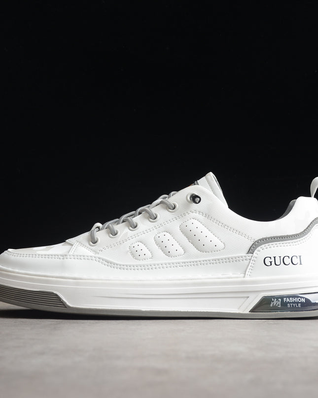 Gucci White Performance-Style Sneaker with Grey Trim