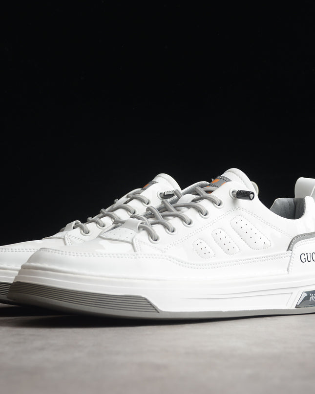 Gucci White Performance-Style Sneaker with Grey Trim