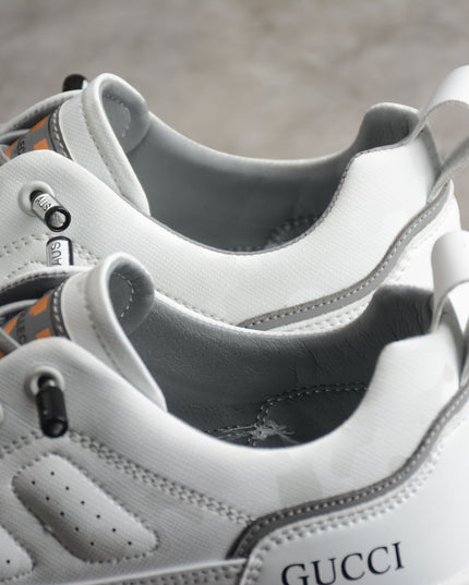 Gucci White Performance-Style Sneaker with Grey Trim