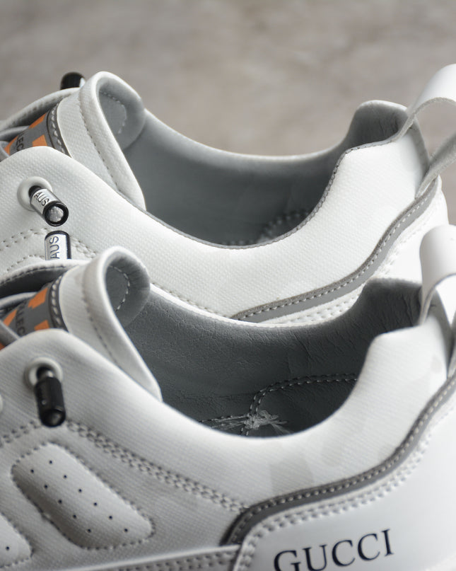 Gucci White Performance-Style Sneaker with Grey Trim