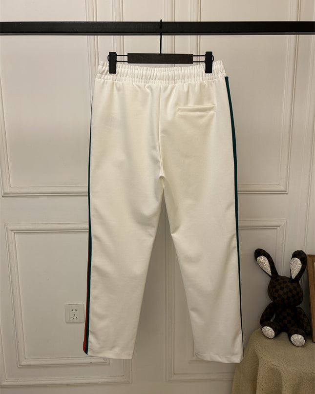 Gucci White Technical Jersey Pants with Web Stripes