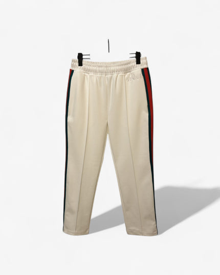 Gucci White Technical Jersey Pants with Web Stripes
