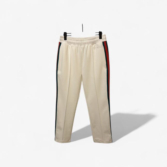 Gucci White Technical Jersey Pants with Web Stripes