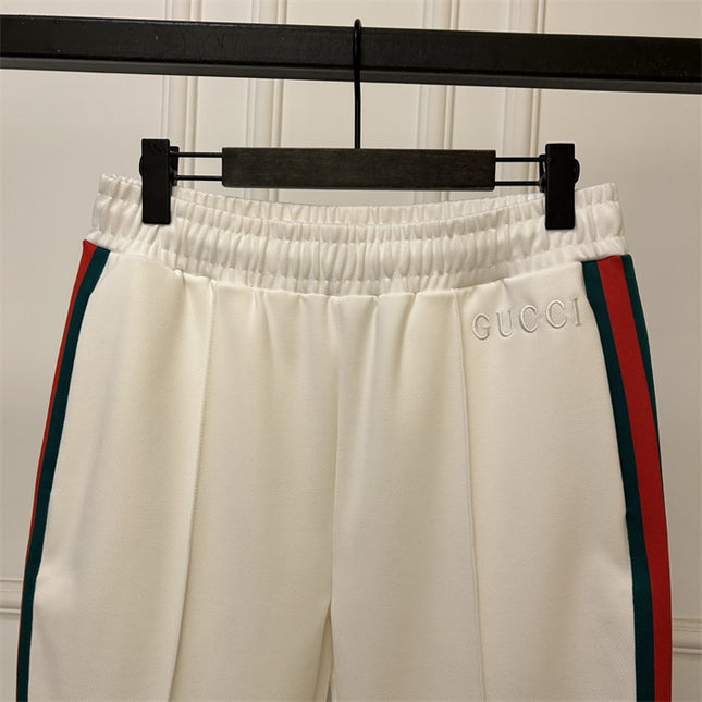 Gucci White Technical Jersey Pants with Web Stripes