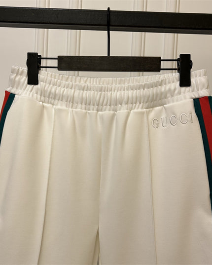 Gucci White Track Pants with Web Side Stripes