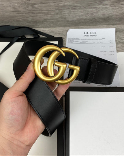 Gucci Wide Leather Belt With Double G Buckle 400593 - Black