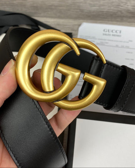 Gucci Wide Leather Belt With Double G Buckle 400593 - Black