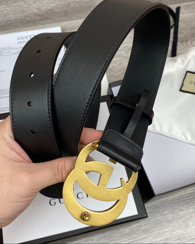 Gucci Wide Leather Belt With Double G Buckle 400593 - Black
