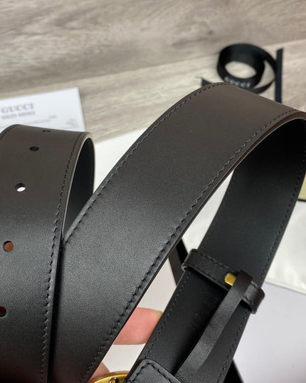 Gucci Wide Leather Belt With Double G Buckle 400593 - Black