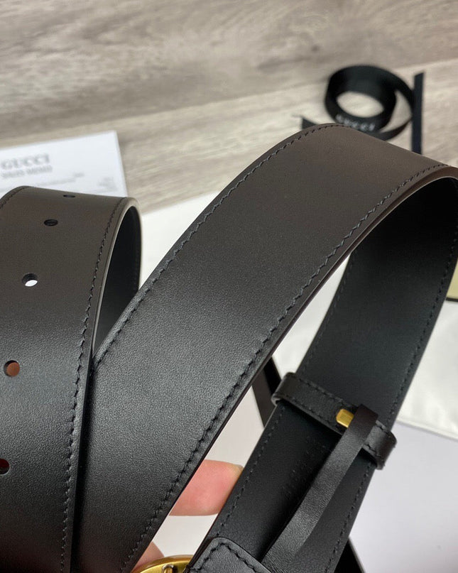 Gucci Wide Leather Belt With Double G Buckle 400593 - Black