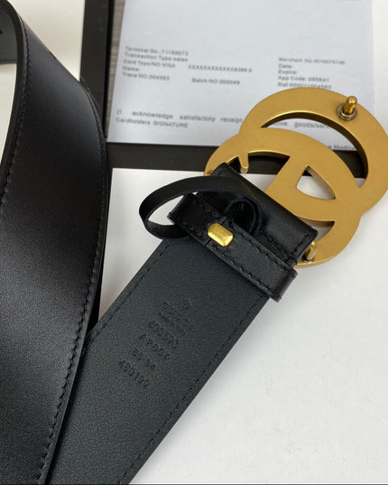 Gucci Wide Leather Belt With Double G Buckle 400593 - Black