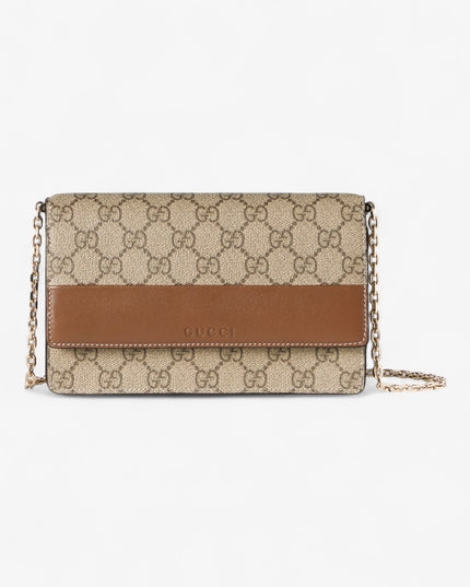 Gucci Emblem Brown Leather & Supreme Wallet on Chain