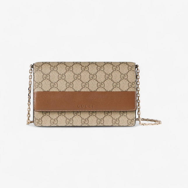 Gucci Emblem Brown Leather & Supreme Wallet on Chain