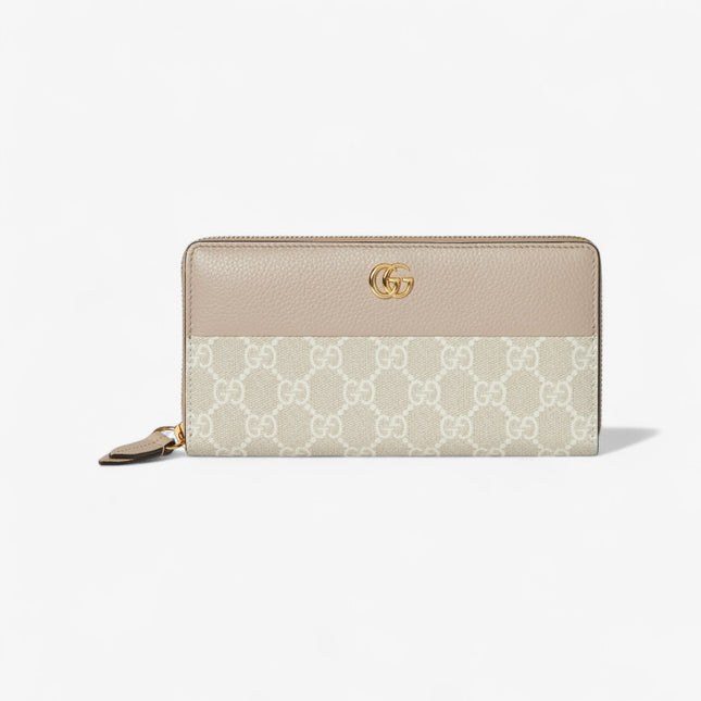 Gucci Marmont Beige Leather & Supreme Zip Around Wallet