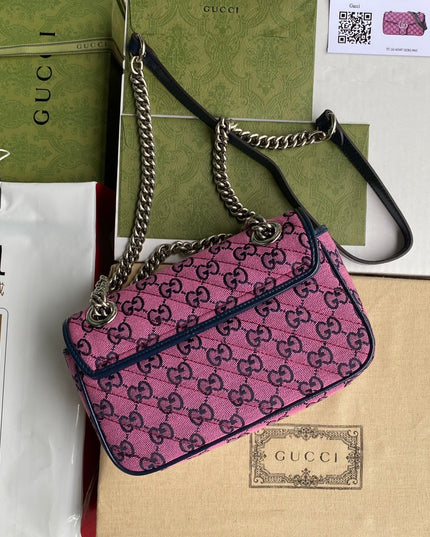 Gucci GG Marmont Mini Shoulder Bag – Pink GG Canvas with Chain Strap