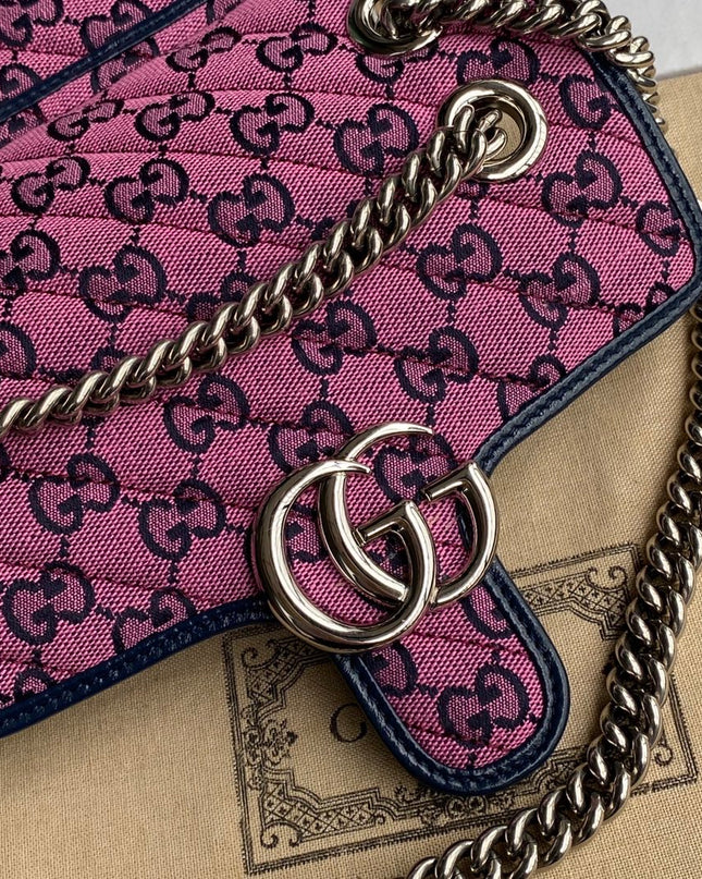 Gucci GG Marmont Mini Shoulder Bag – Pink GG Canvas with Chain Strap
