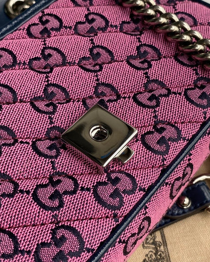 Gucci GG Marmont Mini Shoulder Bag – Pink GG Canvas with Chain Strap