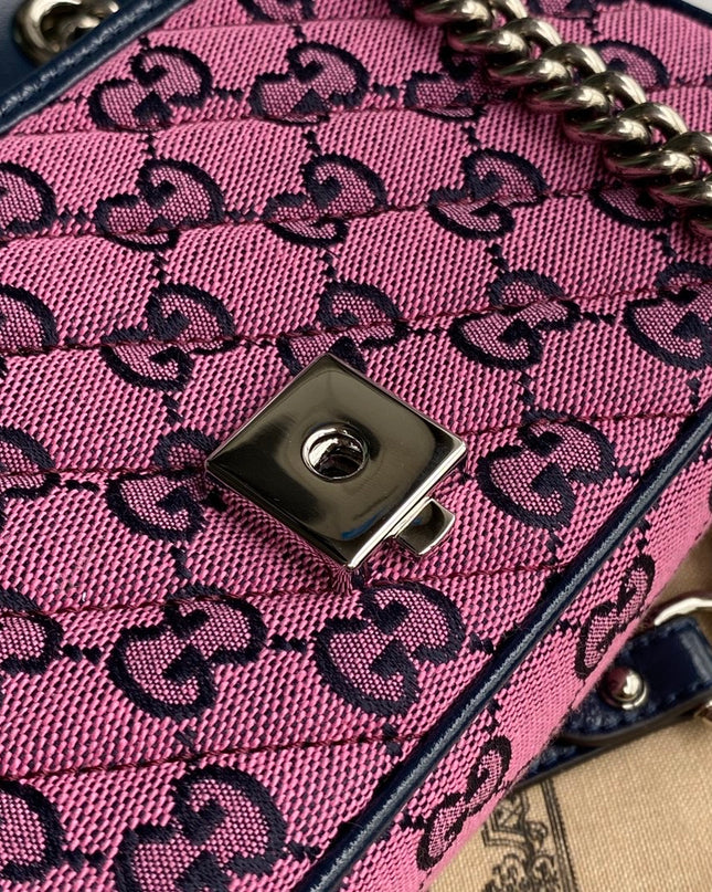 Gucci GG Marmont Mini Shoulder Bag – Pink GG Canvas with Chain Strap