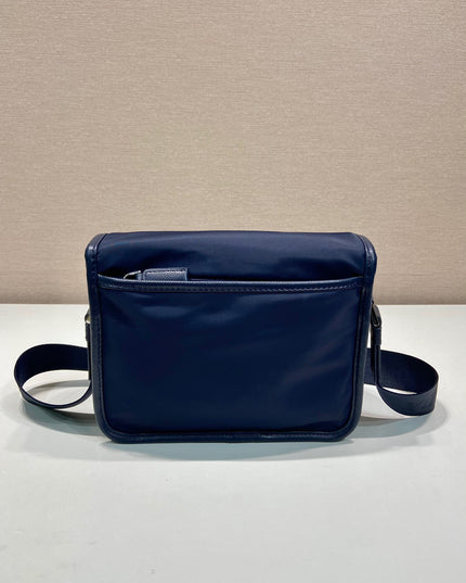 Prada Re-Nylon and Saffiano Leather Shoulder Bag – Navy