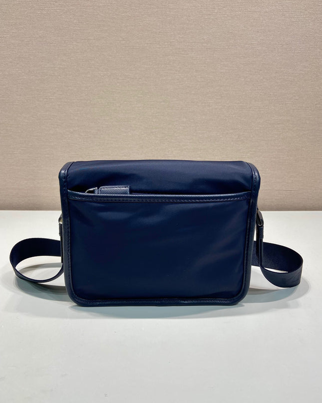 Prada Re-Nylon and Saffiano Leather Shoulder Bag – Navy