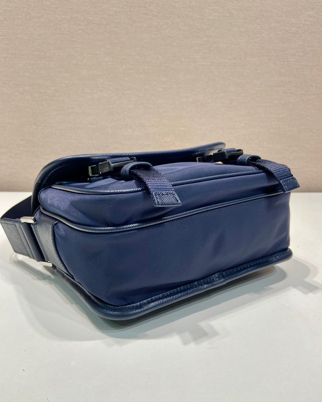 Prada Re-Nylon and Saffiano Leather Shoulder Bag – Navy