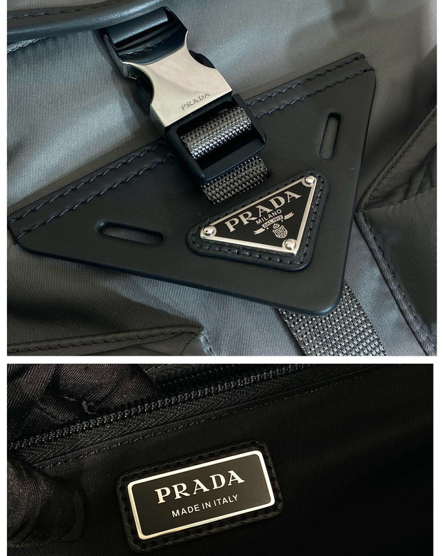Prada Nylon Messenger Bag – Grey with Front Pockets