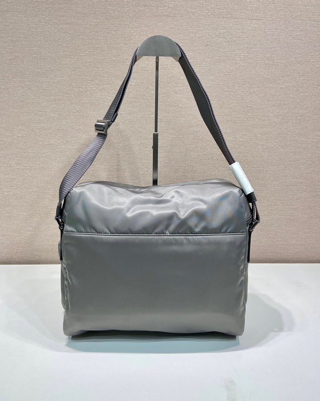 Prada Nylon Messenger Bag – Grey with Front Pockets