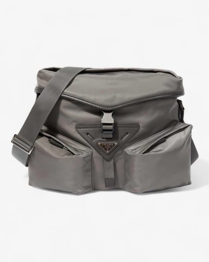 Prada Nylon Messenger Bag – Grey with Front Pockets