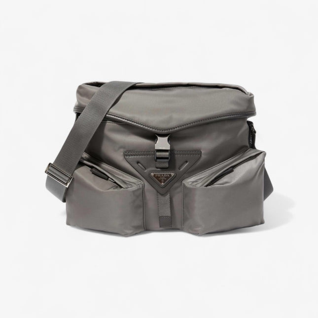 Prada Nylon Messenger Bag – Grey with Front Pockets