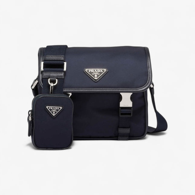Prada Re-Nylon and Saffiano Leather Shoulder Bag – Navy