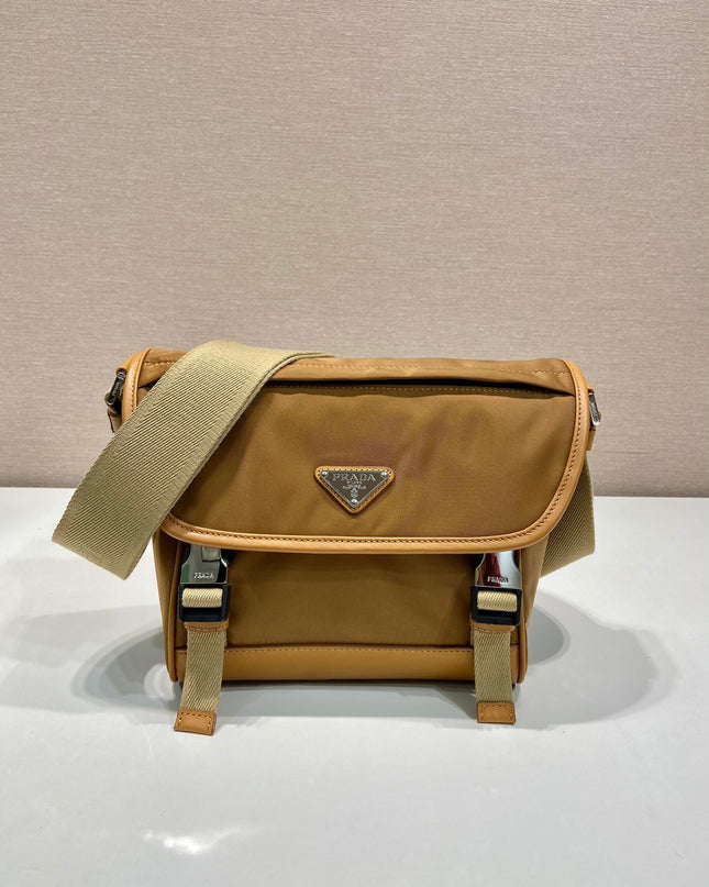 Prada Small Messenger Bag 2VD066 - Durable Brown Nylon