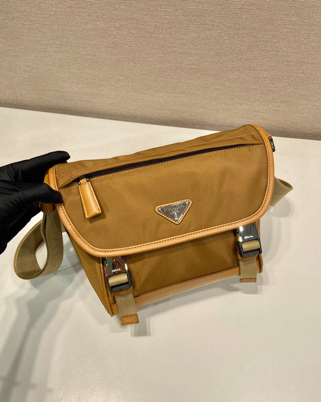 Prada Small Messenger Bag 2VD066 - Durable Brown Nylon