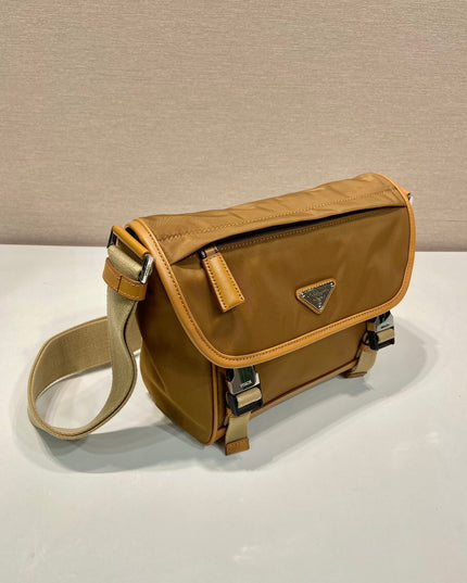 Prada Small Messenger Bag 2VD066 - Durable Brown Nylon