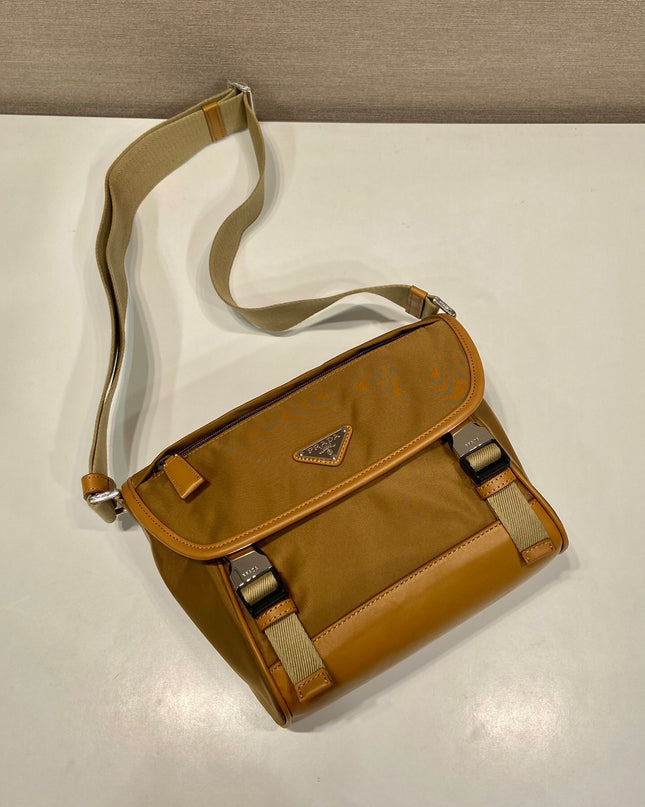 Prada Small Messenger Bag 2VD066 - Durable Brown Nylon