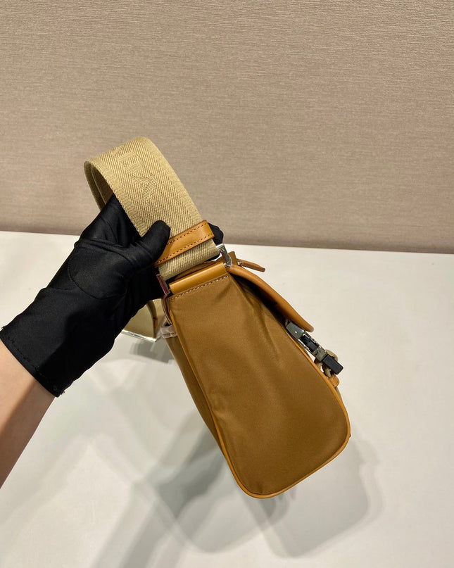 Prada Small Messenger Bag 2VD066 - Durable Brown Nylon