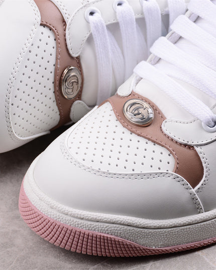 Gucci White & Pink Green Men's Sneaker with Interlocking Goodyear Stitch