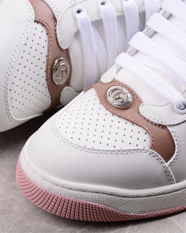 Gucci White & Pink Green Men's Sneaker with Interlocking Goodyear Stitch