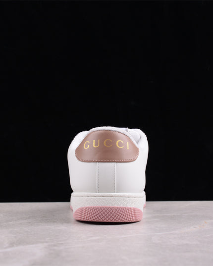 Gucci White & Pink Green Men's Sneaker with Interlocking Goodyear Stitch