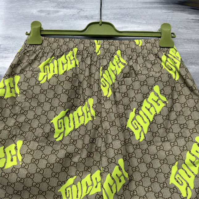 Supreme Gucci! Logo‑patch Drawstring Shorts (Neon Yellow)