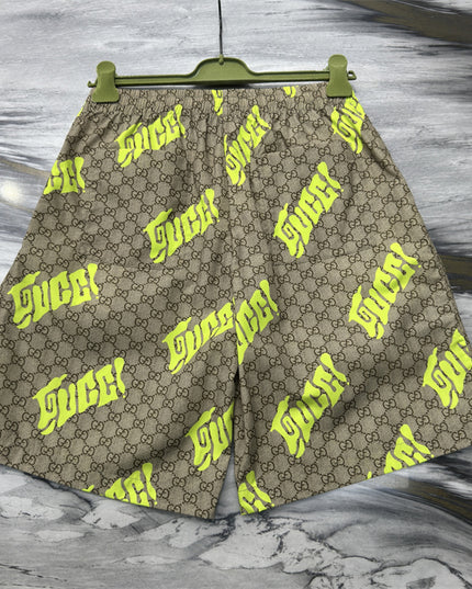 Supreme Gucci! Logo‑patch Drawstring Shorts (Neon Yellow)