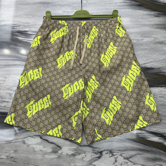 Supreme Gucci! Logo‑patch Drawstring Shorts (Neon Yellow)