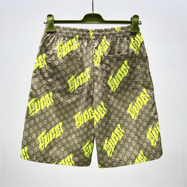 Supreme Gucci! Logo‑patch Drawstring Shorts (Neon Yellow)