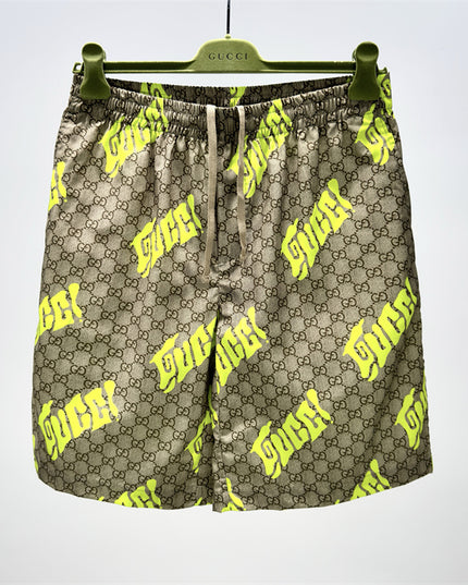 Supreme Gucci! Logo‑patch Drawstring Shorts (Neon Yellow)