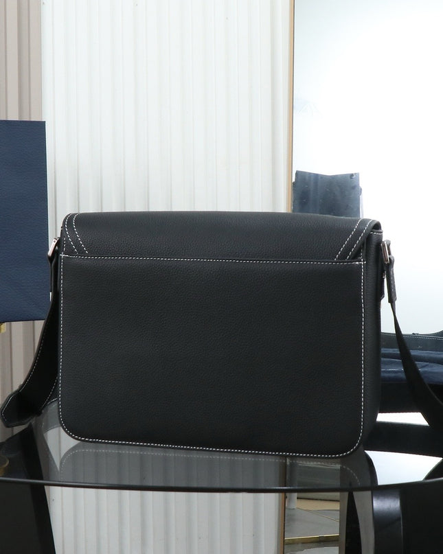 Christian Dior Messenger Bag Black Grained Leather