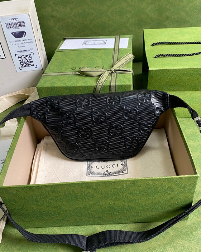 Gucci Embossed Belt Bag 658582 – Black Leather