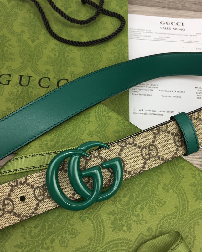 Gucci Marmont Thin Belt 414516 – Green Leather Buckle