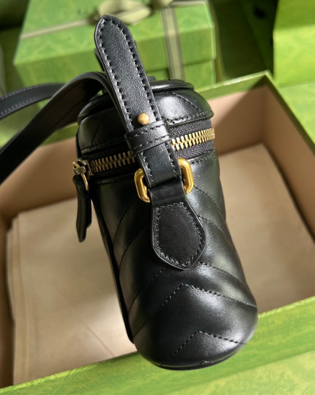 Gucci Marmont Mini Bag in Black Matelassé Leather 672253